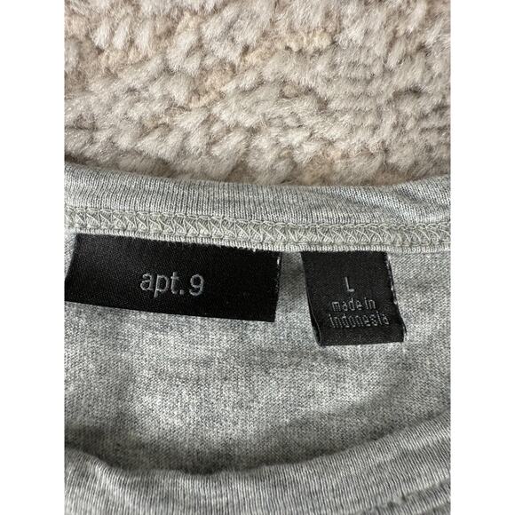 APT 9 Size L Cotton Blend Stretch Top Gray Short Sleeve Round Neck Casual Basic - Picture 6 of 9